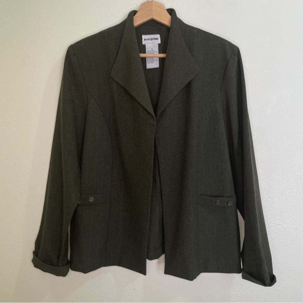 Vintage Perceptions Pinstriped Open Front Suit Ja… - image 1